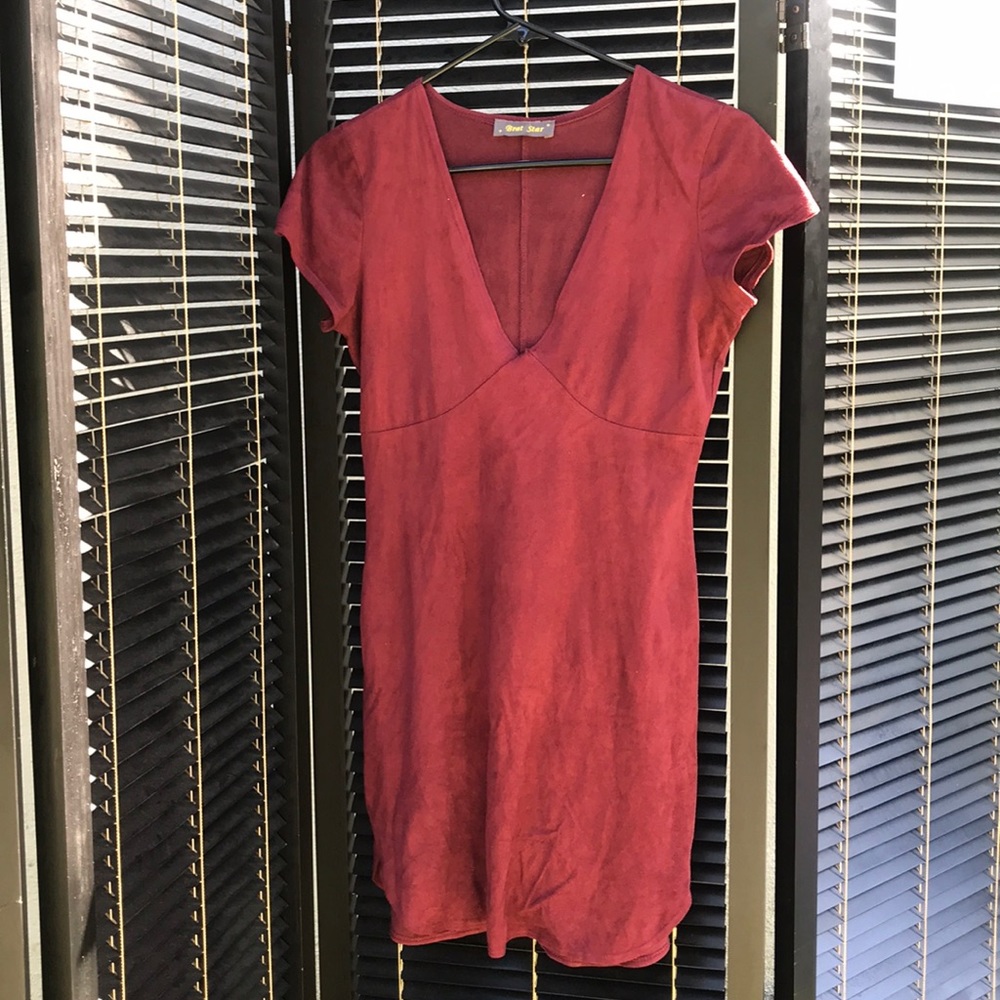 Suede burgundy mini dress